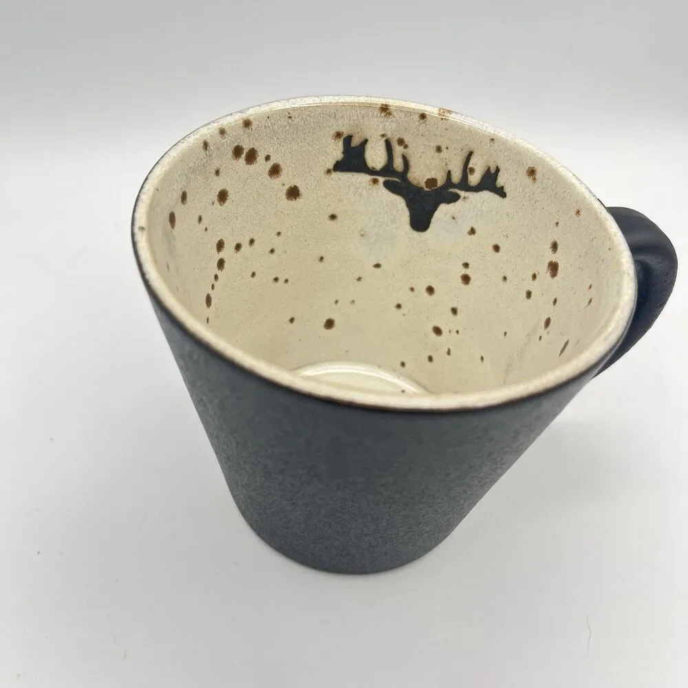 Pottery Barn Rustic Reindeer Terracotta Mug